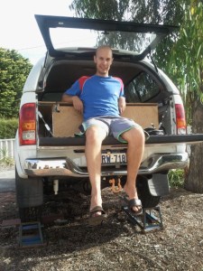 Sitting on the hilux tailgate