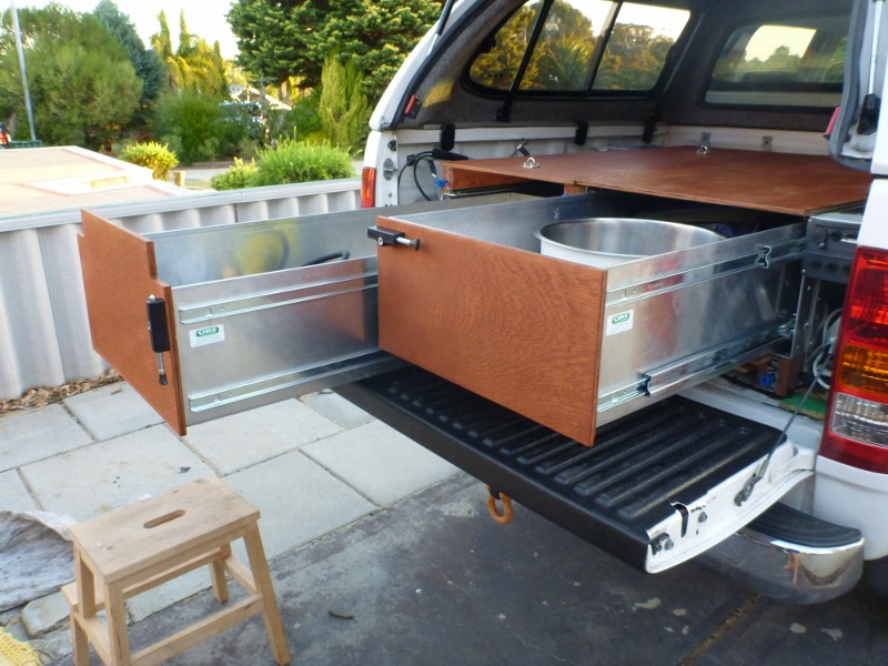 storage drawers partially extended
