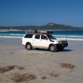 Sharni driving lucky bay Cape Le Grande