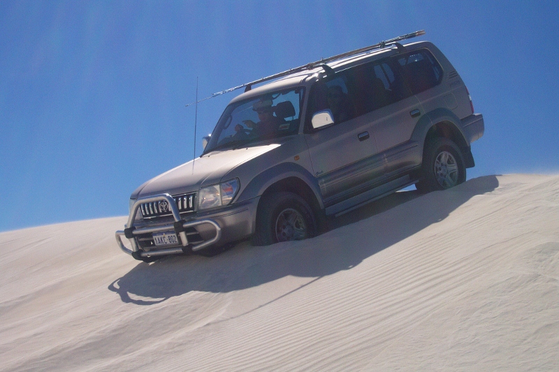 descending steep sand dune