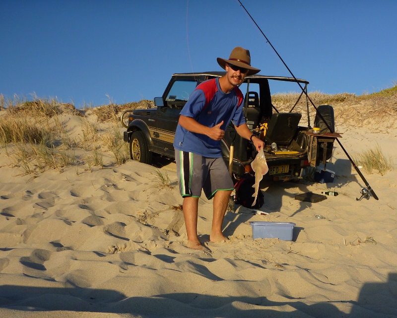 fishing on beach, pipidinny, western australia, when it was still legal to drive there
