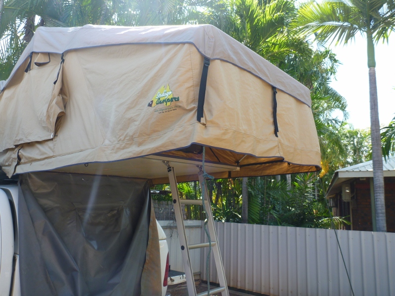 roof top tent erected
