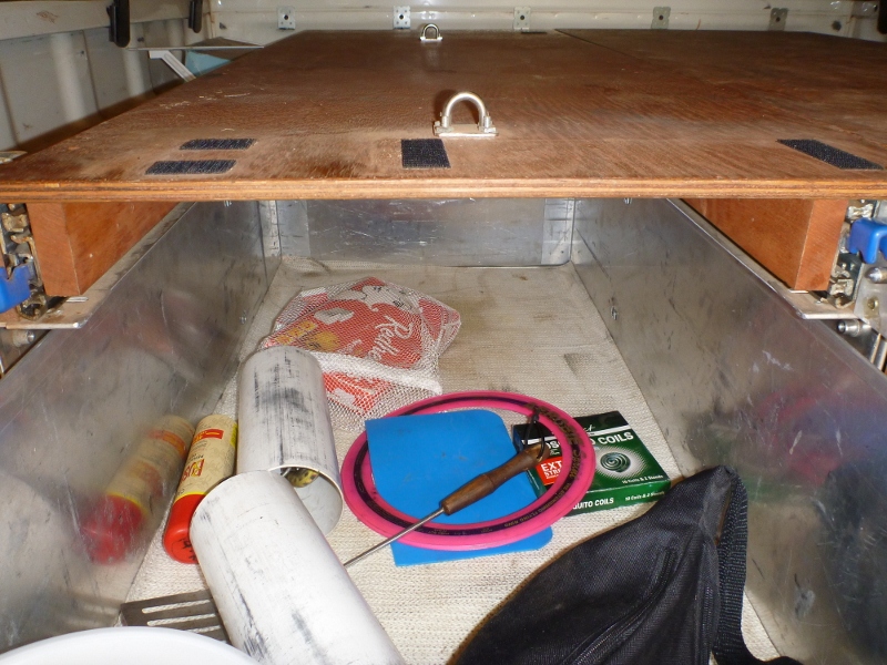 storage drawer with top cross member cut out