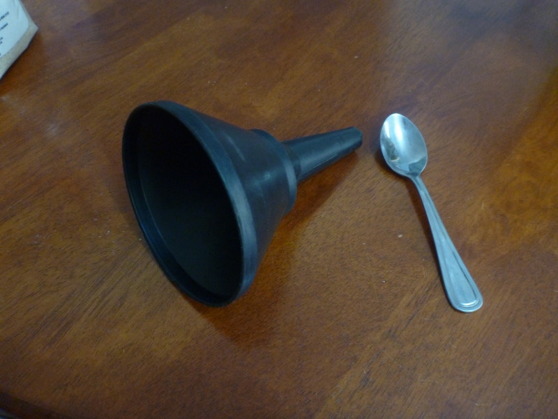 funnel and teaspoon