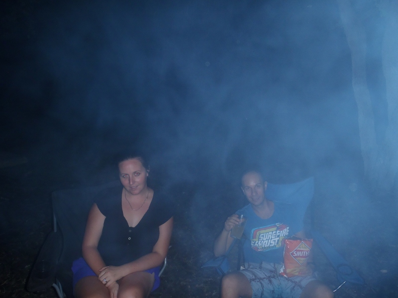 relaxing by the fire