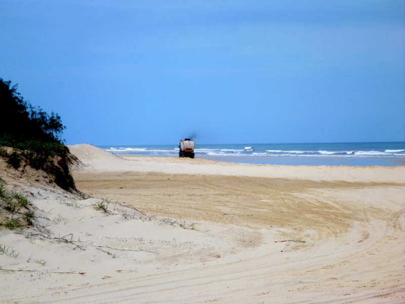 fraser island garbage truck on beach