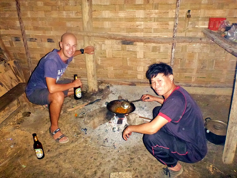 luang namtha hill village cooking dinner
