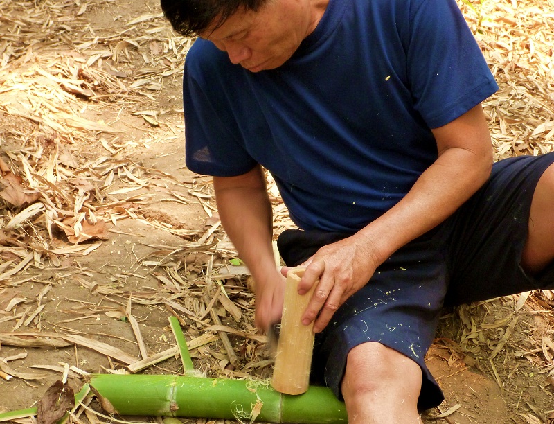 luang namtha trekking making bamboo cups