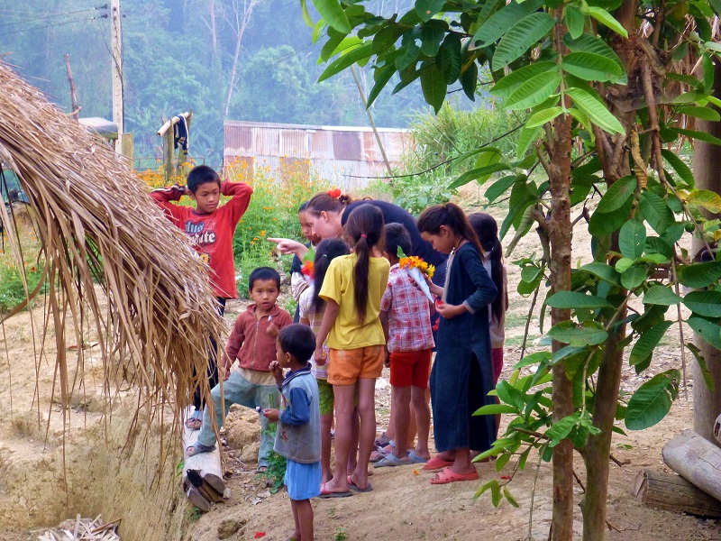 sharni with lollies in hill village