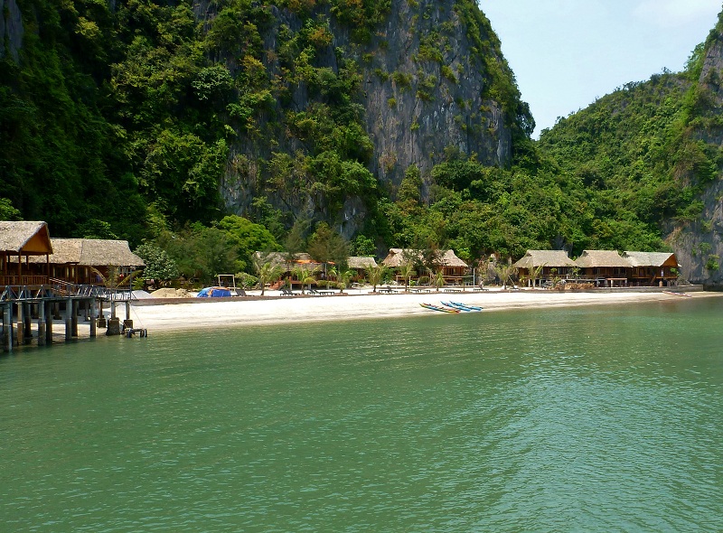 beach on island in ha long bay
