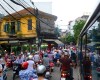 Caught in traffic on the bus in Hanoi