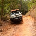 hilux lifting a wheel up pascoe river ascent