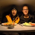 First dinner inside our Jucy Campervan, Mojave Preserve California