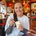 Sharni having a butterfat shake, Heart Attack Grill, Freemont Street Las Vegas
