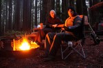 campfire in redwoods california