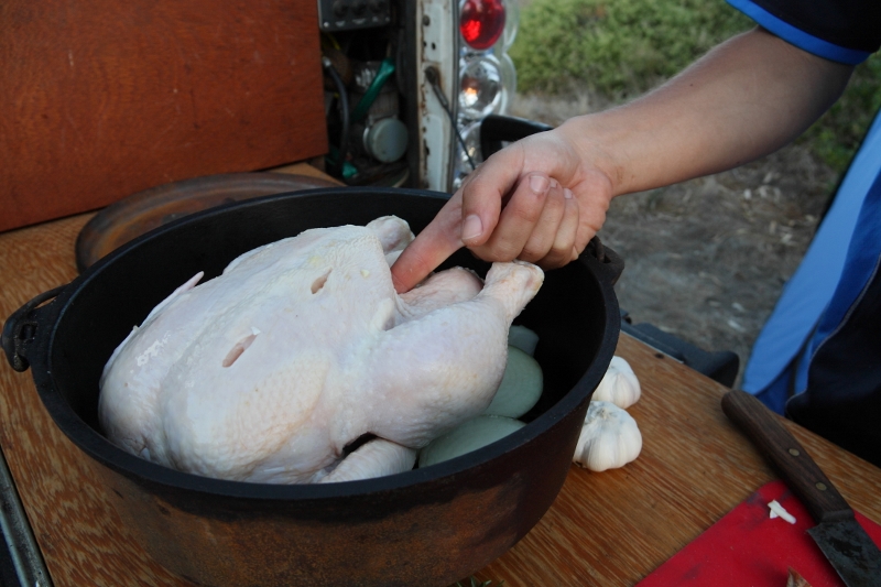 shoving garlic in the hole