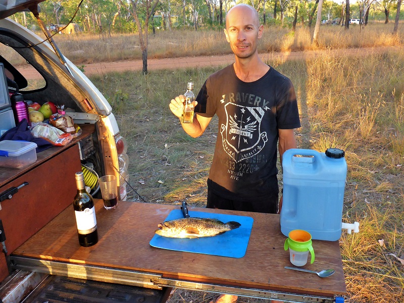 preparing dinner at king edward river