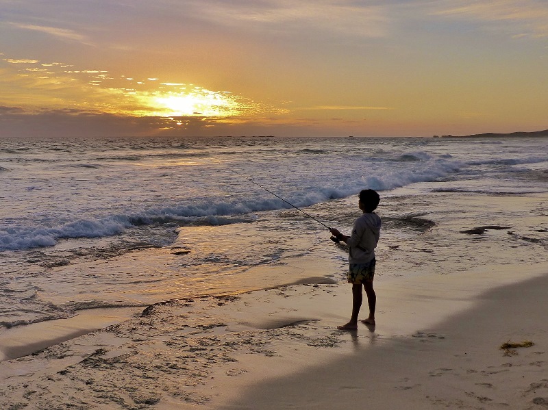 sunset beach fishing